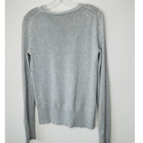 Gap Light Gray Metallic Heart Intarsia Crewneck Pullover Long Sleeve Sweater S - Picture 7 of 12